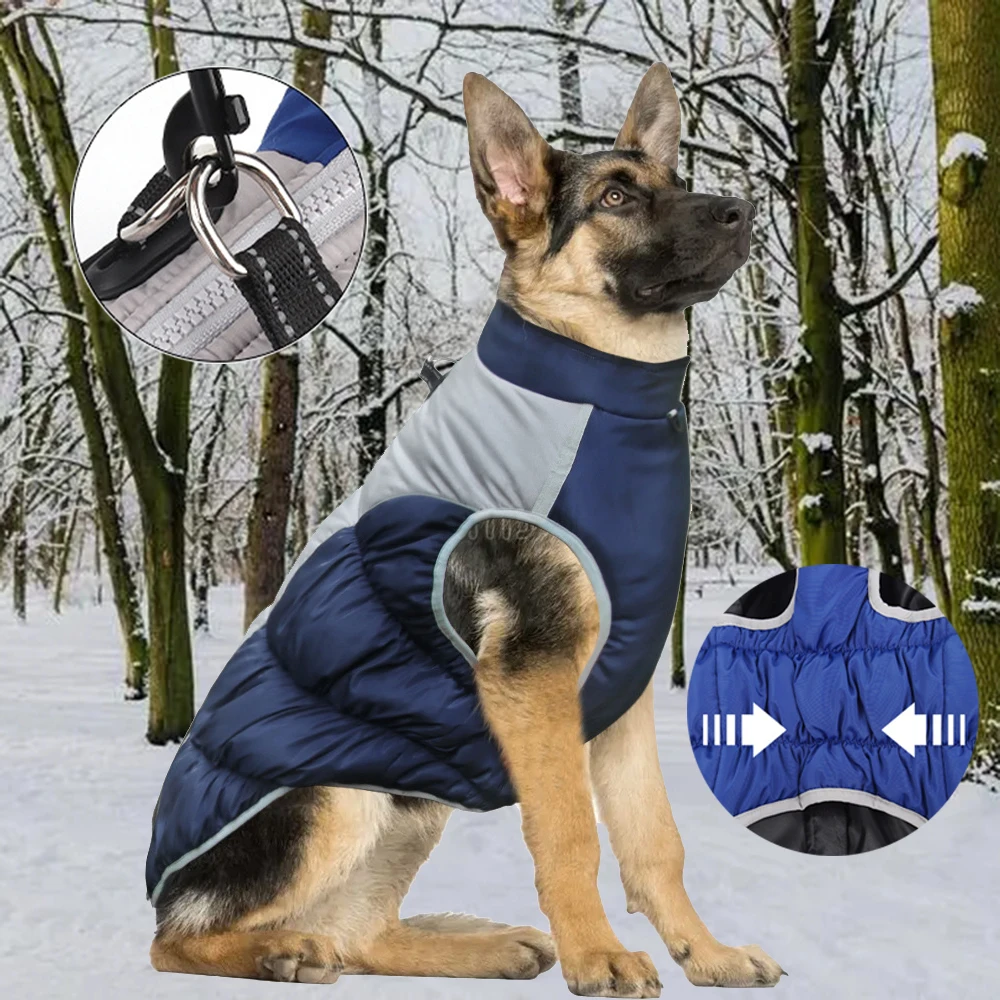 Dog Down Jacket with D-ring Waterproof Reflective Pet Jackets for Small Medium Large Dogs Winter Warm Pets Clothing Outfits