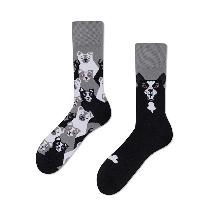 Novelty Cartoon Collie Dog Cute Crew Socks Unisex Women Men Couple Funny Harajuku Cotton Socks Hip Hop Skateboard Socks Gifts