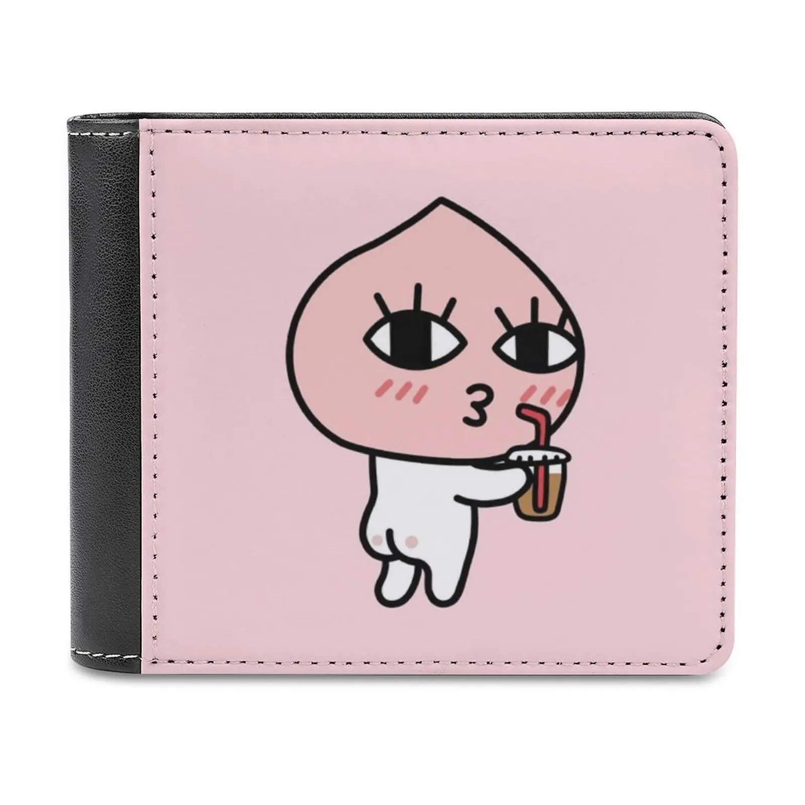 Apeach With Iced Coffee Fashion Credit Card Wallet Leather Wallets Personalized Wallets For Men And Women Apeach Kakao