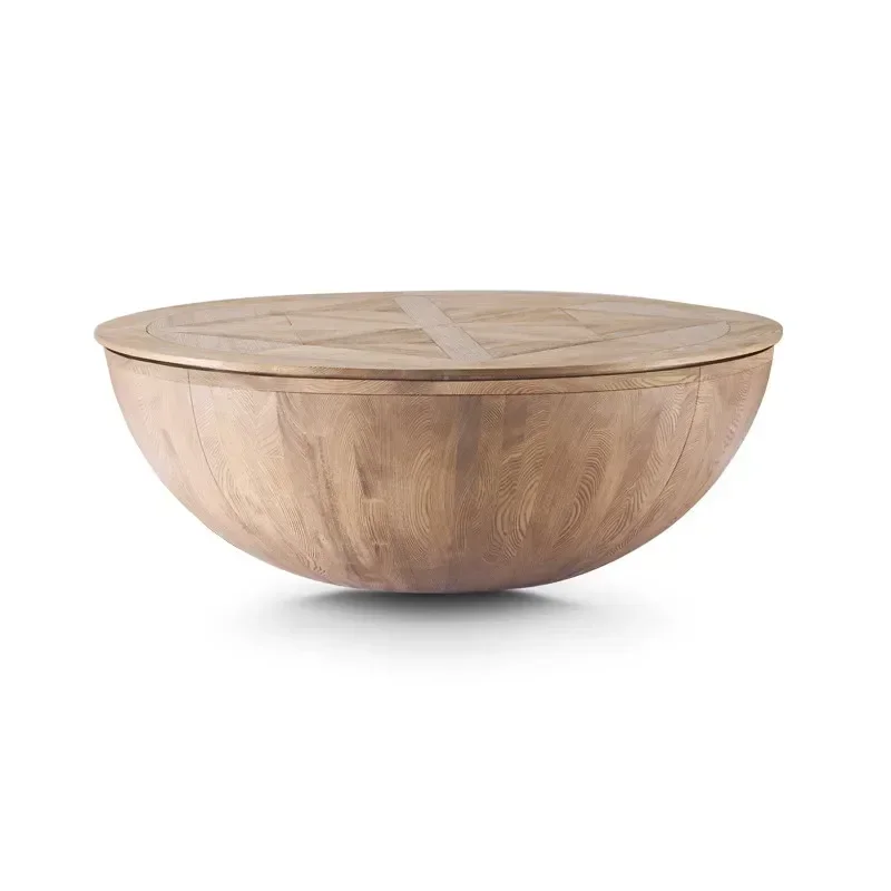 

Home B & B Small Coffee Table Guest Solid Wood Modern Furniture round Light Luxury Tea Table