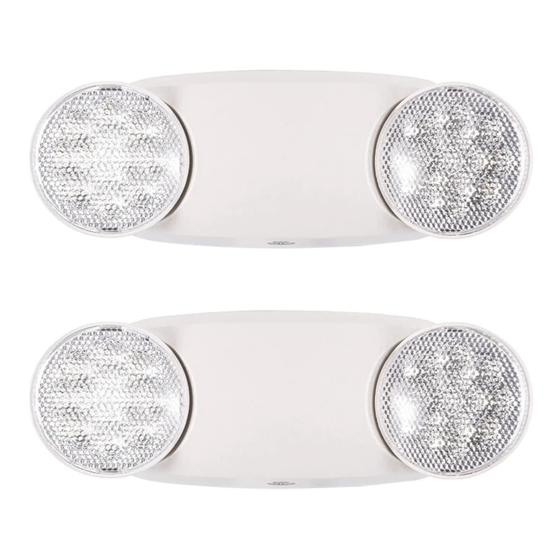 AB15-Emergency Exit Lighting Fixture With 2 LED Bug Eye Heads US Standard Emergency Light Double Spotlight,2(PCS) US Plug