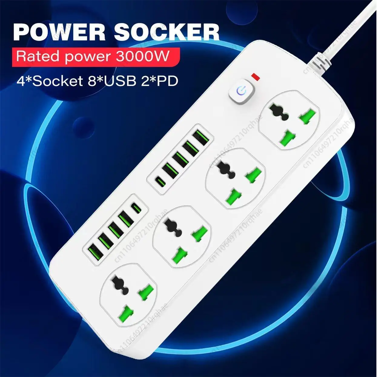 All-in-One Charging Station, 110V Power Strip with US/UK Sockets & USB Ports for Home/Office/Travel