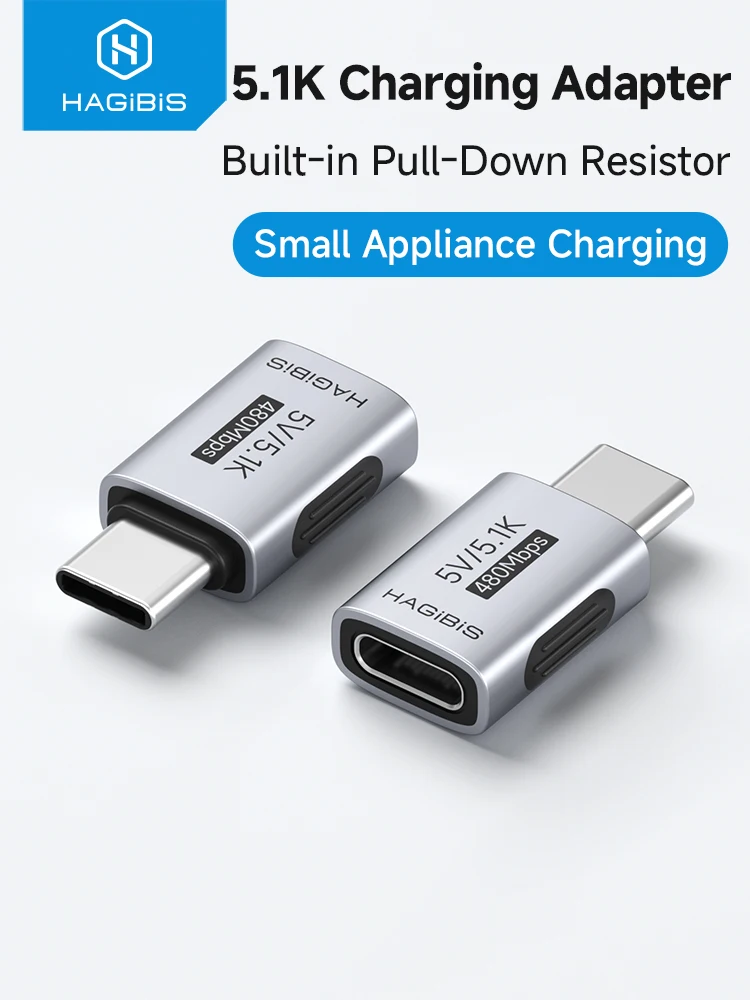 Hagibis 5.1k Widerstands-Ladeadapter USB-C-Stecker auf USB-C-Buchse für Rasierer, Trimmer, Kopfhörer, Lüfter, Elektroschrauber
