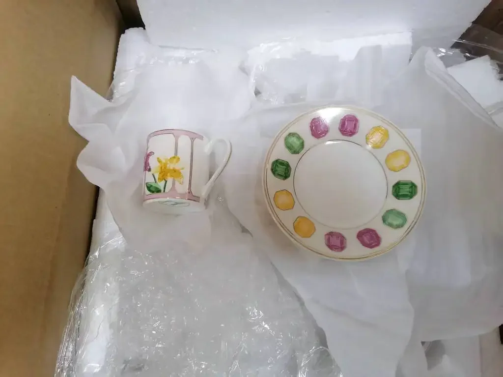 1pc Cup+ 1pc Saucer  Mini Bone China coffee espresso Porcelain cups with saucer 80ML