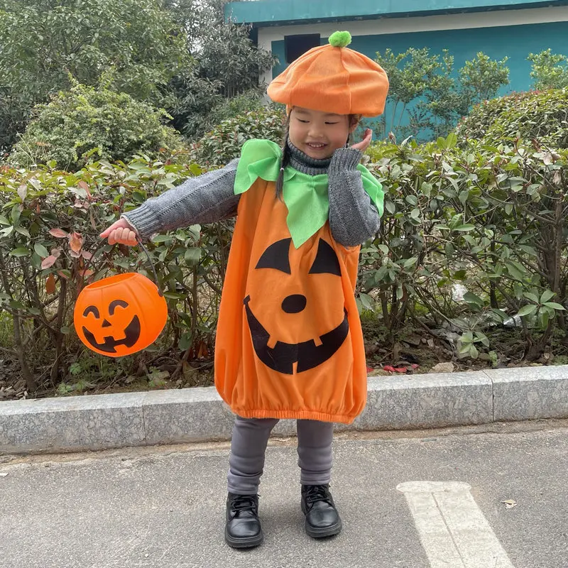 Disfraz de calabaza para niños pequeños, disfraces de actuación en escenario, ropa de Cosplay, accesorios de Halloween