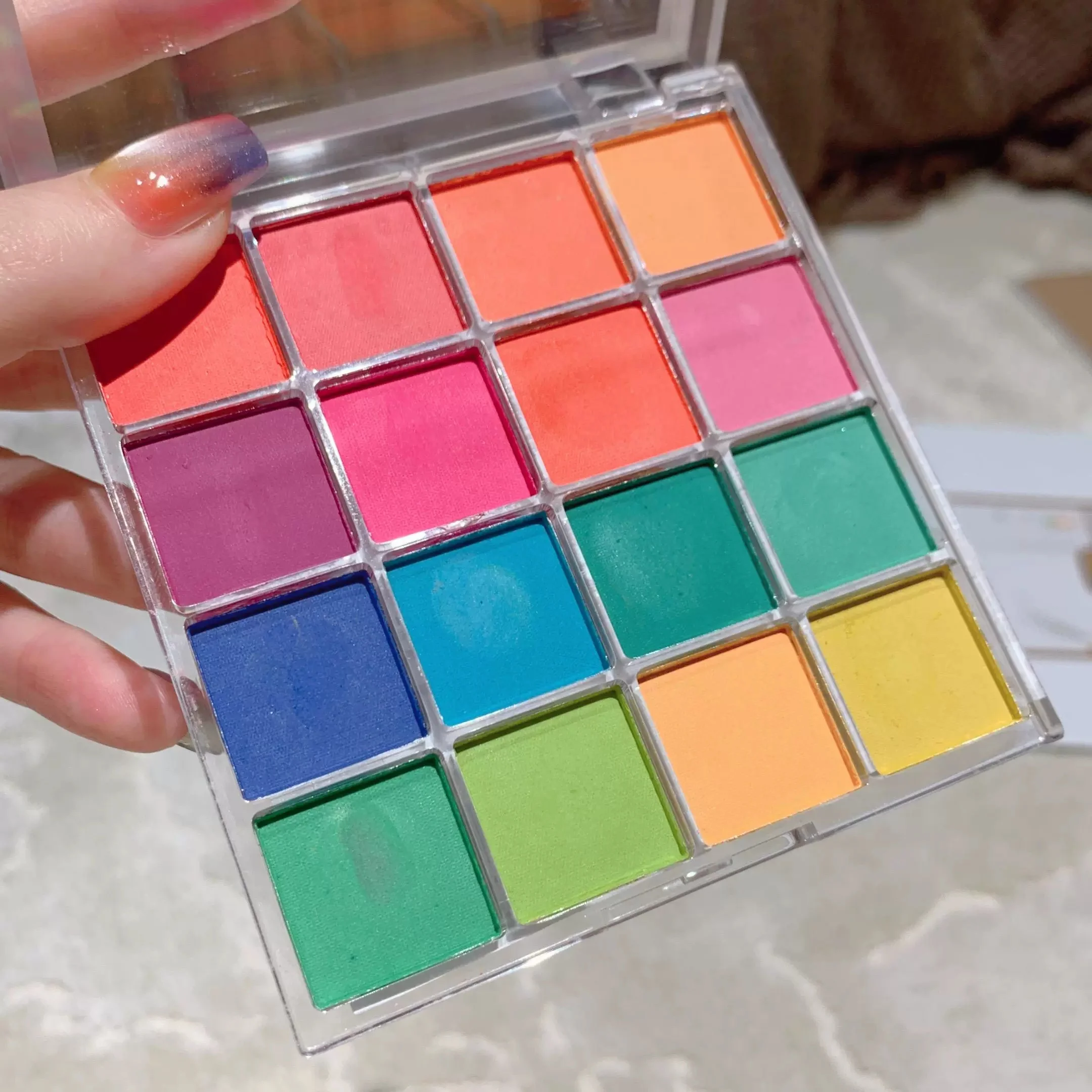 16 colori solido neon pigmento unghie polvere fluorescente sfumato sbavatura pat-pat unghie sfregamento polvere fard effetto cromo pigmento per unghie