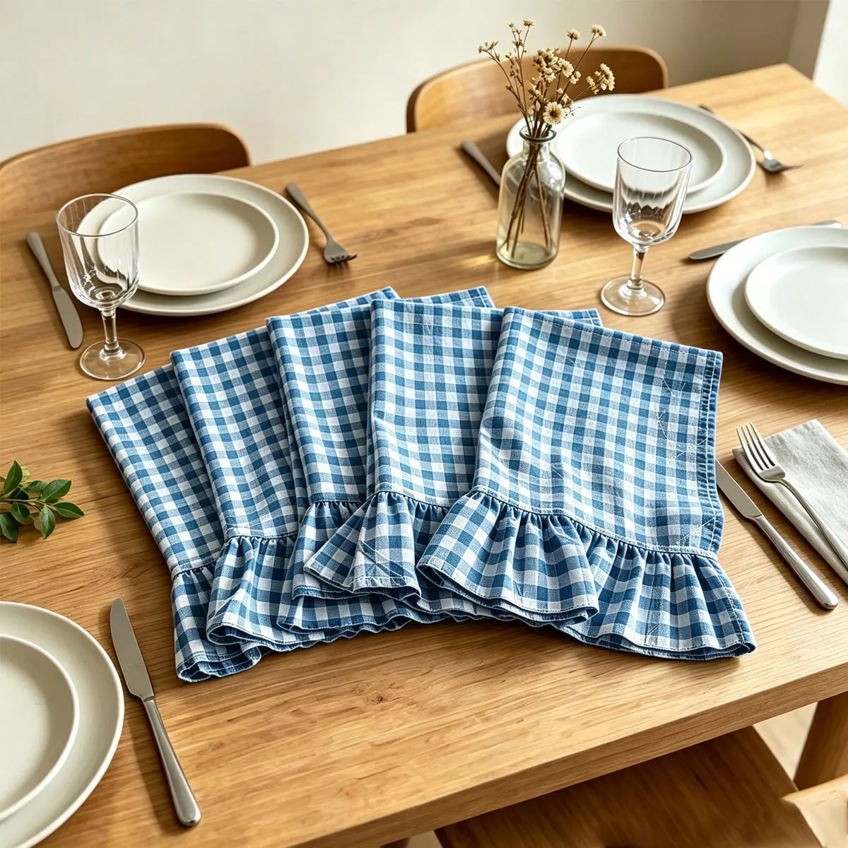 The Ruffled Napkins on Both Sides of The Grid are Suitable for Parties, Dinners, Weddings, And Napkins, And Can be Reused