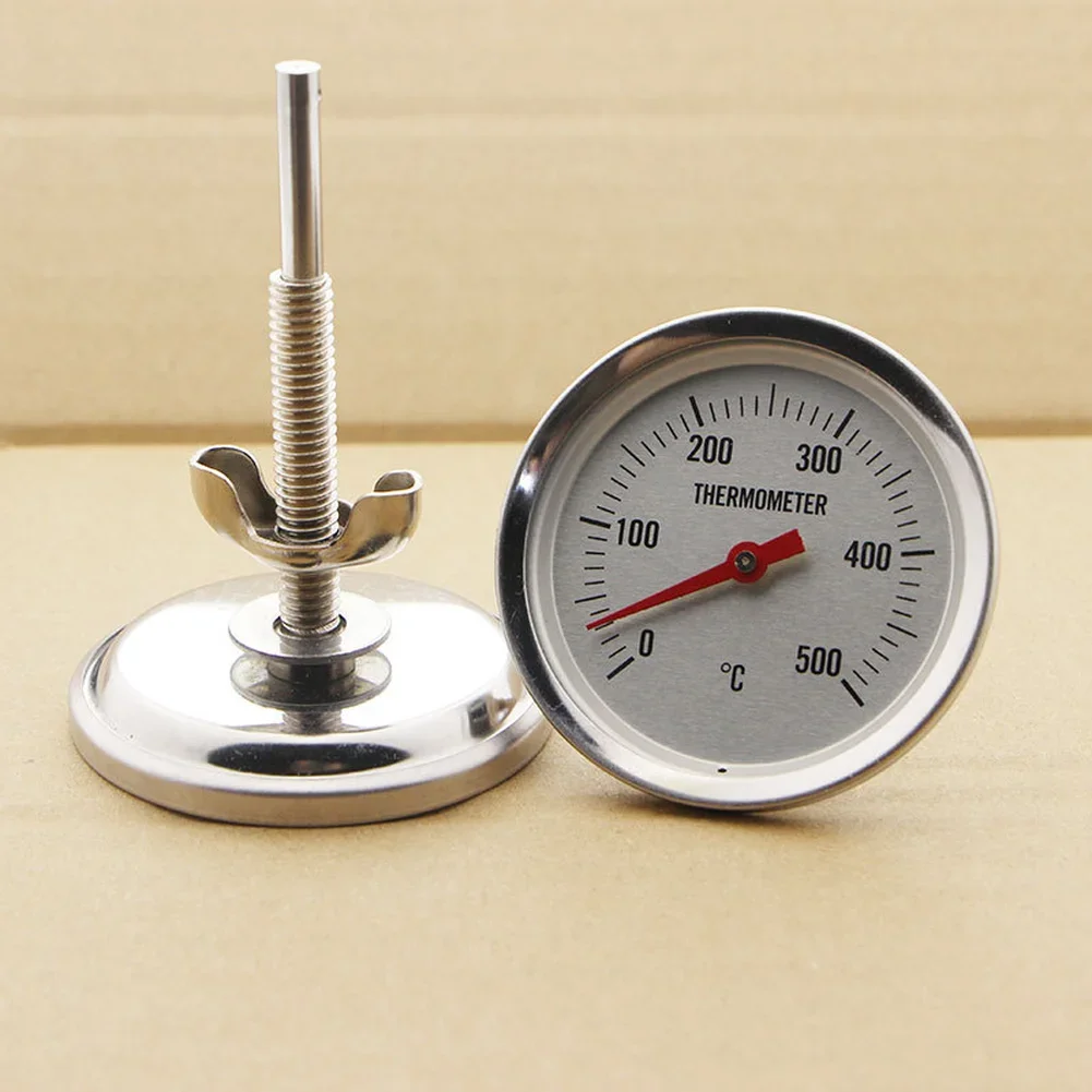 Bimetallic Cooking Thermometer Stainless Steel Probe Oven Temp Gauge Stainless Steel Body Bimetallic Sensing Coil For BBQ