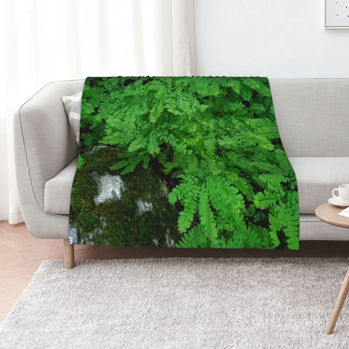 Mossy Rock and Ferns Throw Blanket Plaid for winter Flannel valentine gift ideas Blankets For Bed Soft Big Blankets
