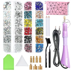 Fast Heated 7200Pcs Hotfix Rhinestone Set/Hotfix Applicator Set Iron-on Wand Heat-fix Tool Gun Hot Fix Rhinestones Glass Diamond