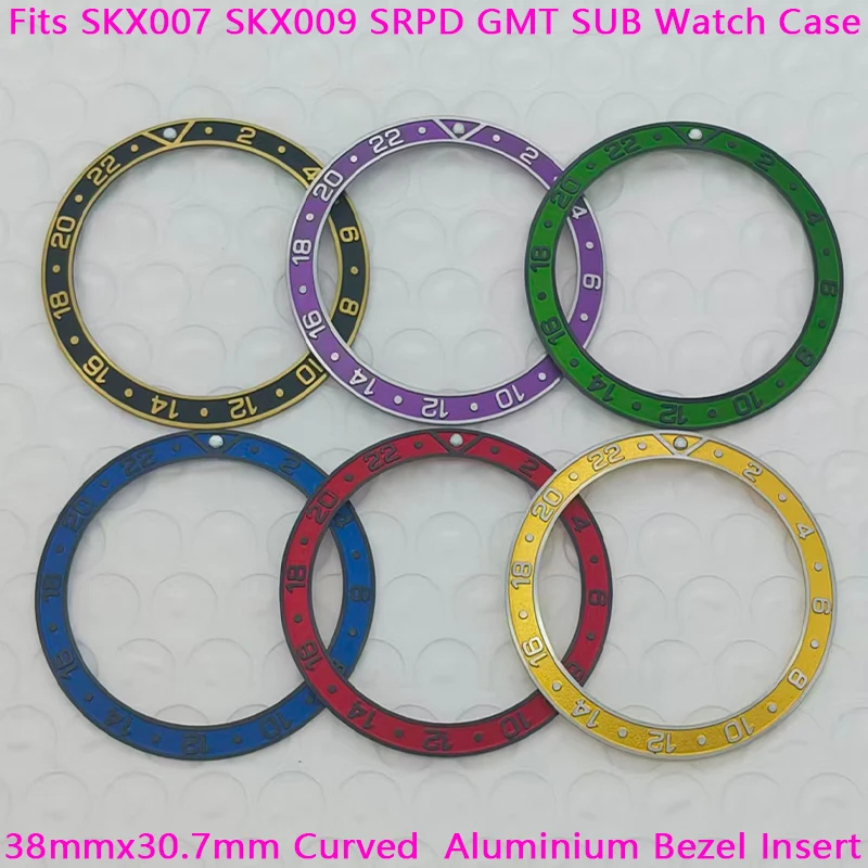 

38mm Convex Character Design Incline Aluminium Bezel Insert Fits SKX007 SKX009 SRPD GMT SUB Case NH35 NH36 Movement Cases Ring