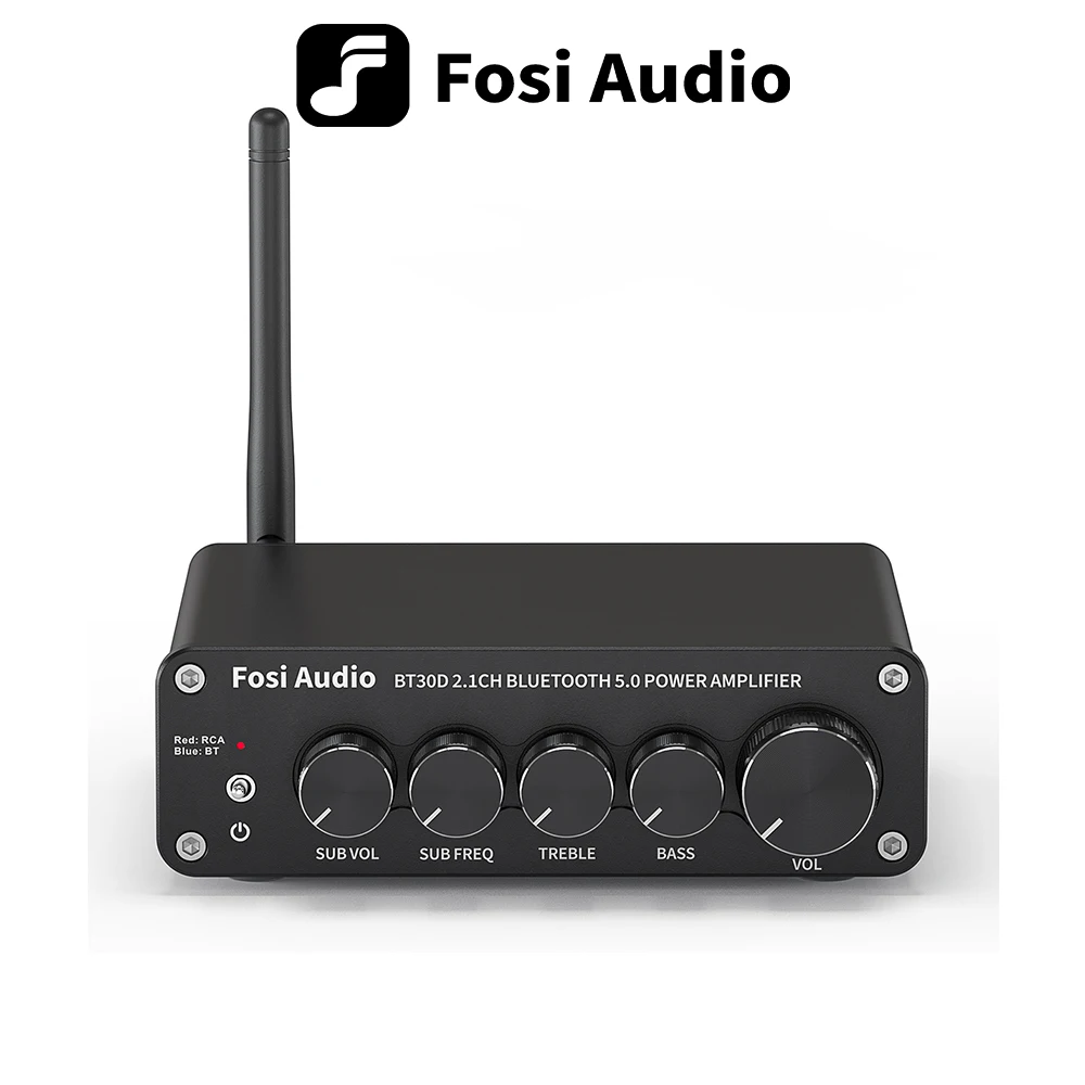 Najnowszy Fosi Audio BT30D wzmacniacz mocy dźwięku Bluetooth 2.1 kanałowy wzmacniacz tonów niskich i wysokich wzmacniacz Subwoofer Audio 100W + 50W x2