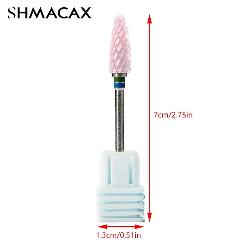 Nail Pink Ceramic Tungsten Steel Drill Bits Electric Cuticle Clean Rotary For Manicure Pedicure Grinding Head Sander Polishing