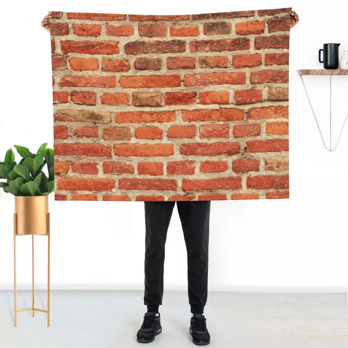 Red vinatge Brick wall pattern photography - Brick print Throw Blanket decorative Thins Luxury Multi-Purpose Blankets