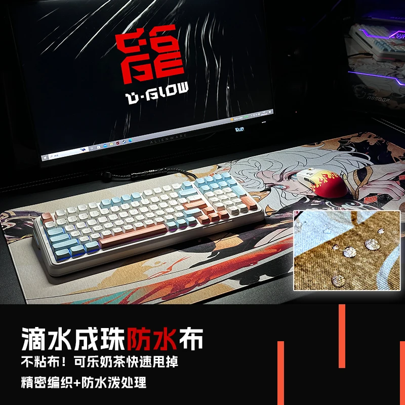 D-GLOW 【shi yue】مفرش طاولة مقاوم للماء للعبة الرياضات الإلكترونية ذات الحبيبات الدقيقة، لوحة ماوس، تحكم FPS، كبير ومتين