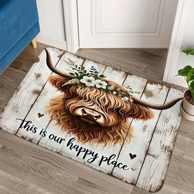 الأزهار المرتفعات البقرة ممسحة المضادة للانزلاق السجاد للمطبخ غرفة المعيشة آلة الكلمة حصيرة قابل للغسل البساط #1