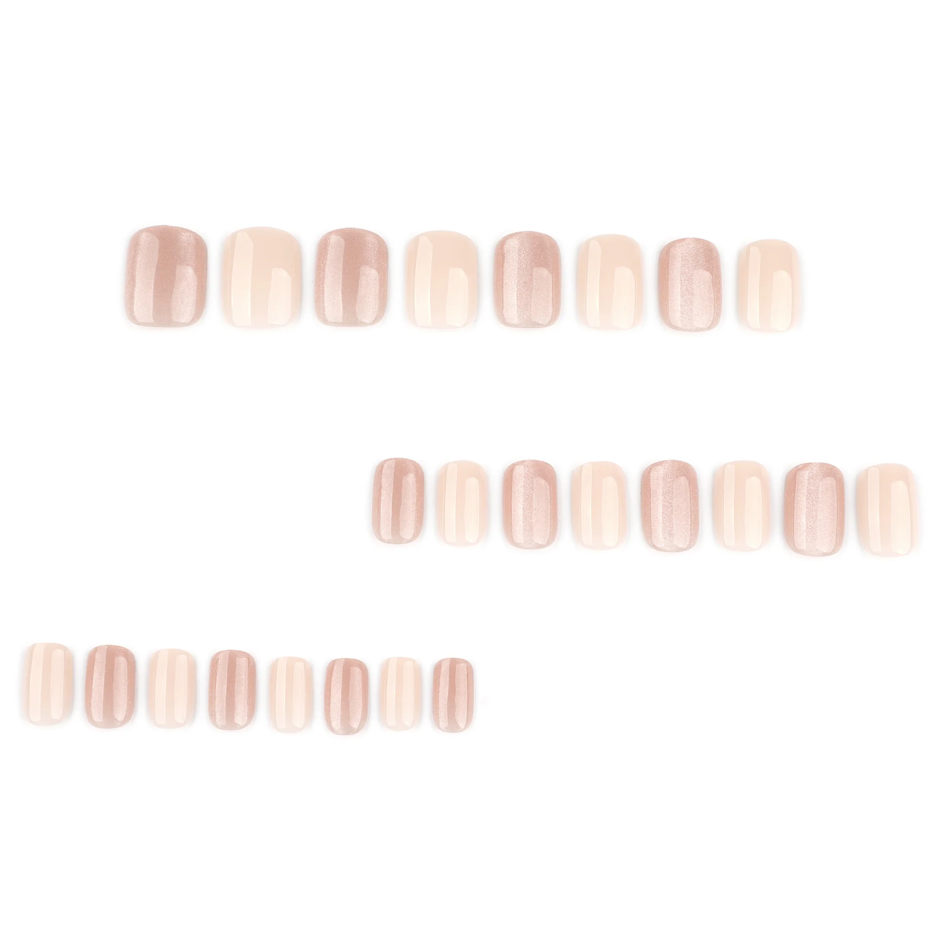 Nude Cat Eye False Nails Autumn Winter Short Square Nail Art Nail Tips Wearable Fake Nails Easy Apply Nail Covers