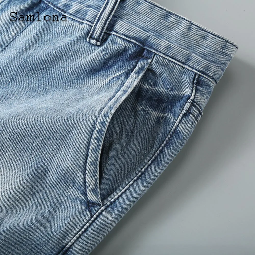 Celana Pendek Denim Antik Saku Berdiri Pria 2025 Jeans Pendek Dasar Fashion Musim Panas Baru Celana Setengah Demin Retro Kasual Luar Ruangan Pria
