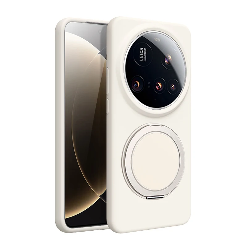 

Ультрамагнитный чехол для Xiaomi 15 14, ELVEV, красивая жидкая силиконовая флокированная внутренняя задняя крышка с вращающимся кронштейном