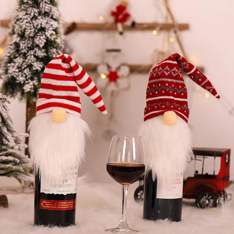 Christmas Doll Wine Bottle Covers Decor Santa Dustproof Bottle Bags Xmas Festival Party Table Decoration Home Decor Gifts