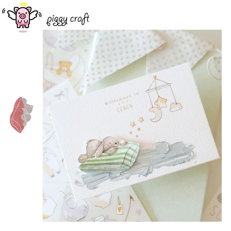 

Металлические вырубные формы Piggy Craft: кролик на подушке, для скрапбукинга, трафареты для вырезания и вырубки, ножи для бумаги, штампы