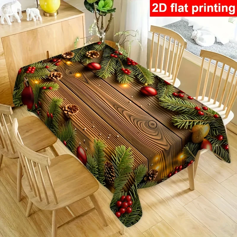 Christmas Table Runner Waterproof Wood Grain Holiday Centerpiece for Dining Table Decor Festive Xmas Season