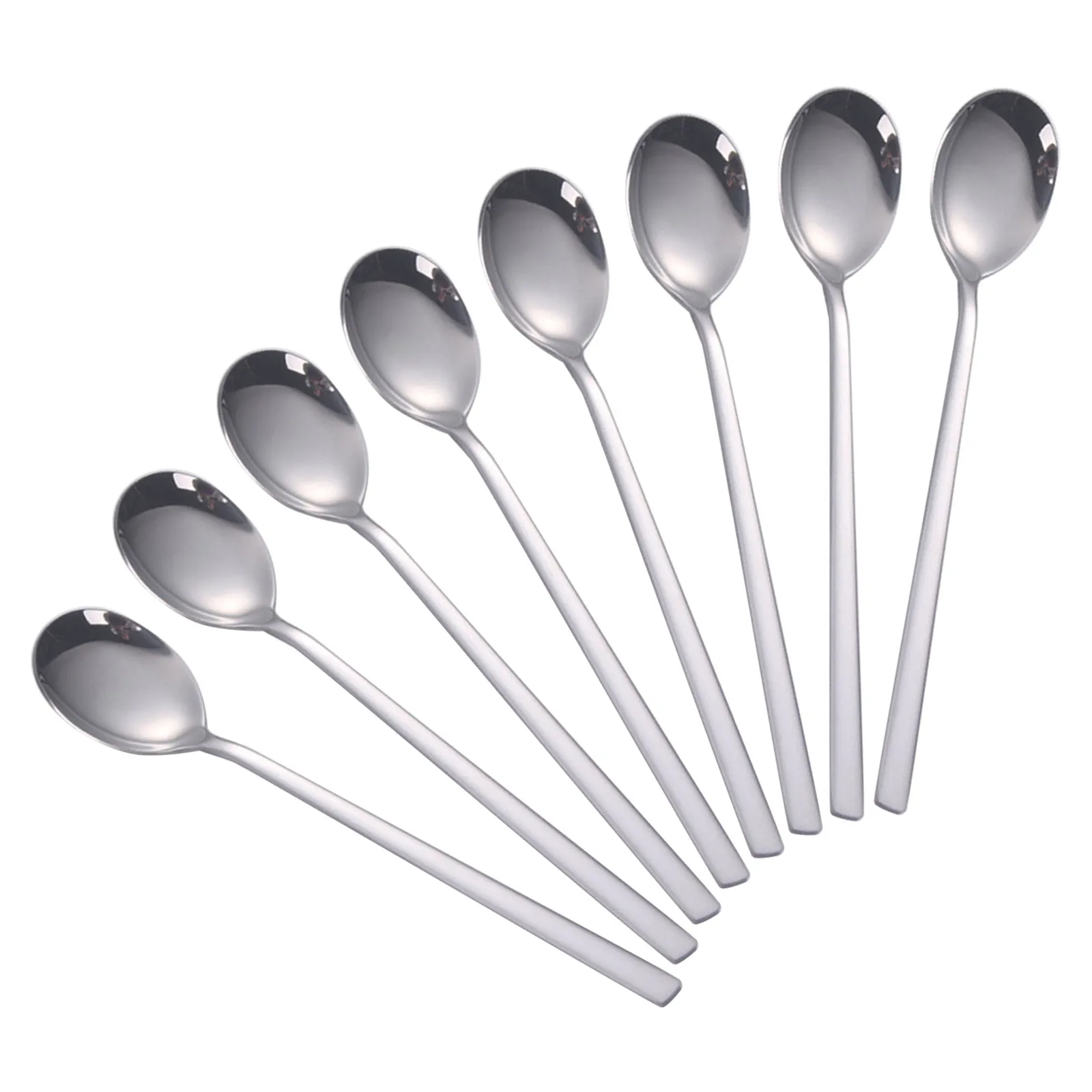 8pcs Stainless Korean-style Spoons Portable Soup Spoons Set Long Handle Dinner Spoons For Home Kitchen Or Restaurant view 3