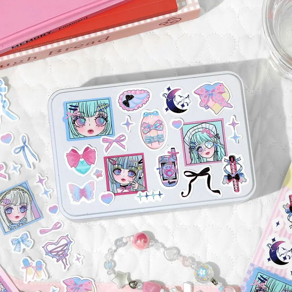 1 Pc Cute Colorful Cartoon Bow Heart Pattern Tape Toploader Deco DIY Scrapbooking Journaling Decorative Stickers Laptap Stickers