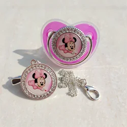 Luxury Candy Color Baby Care Teethers Pacifier with Dummy Holder Hot Selling Minnie Mouse Cartoon Print Chupeteors FOR BABI