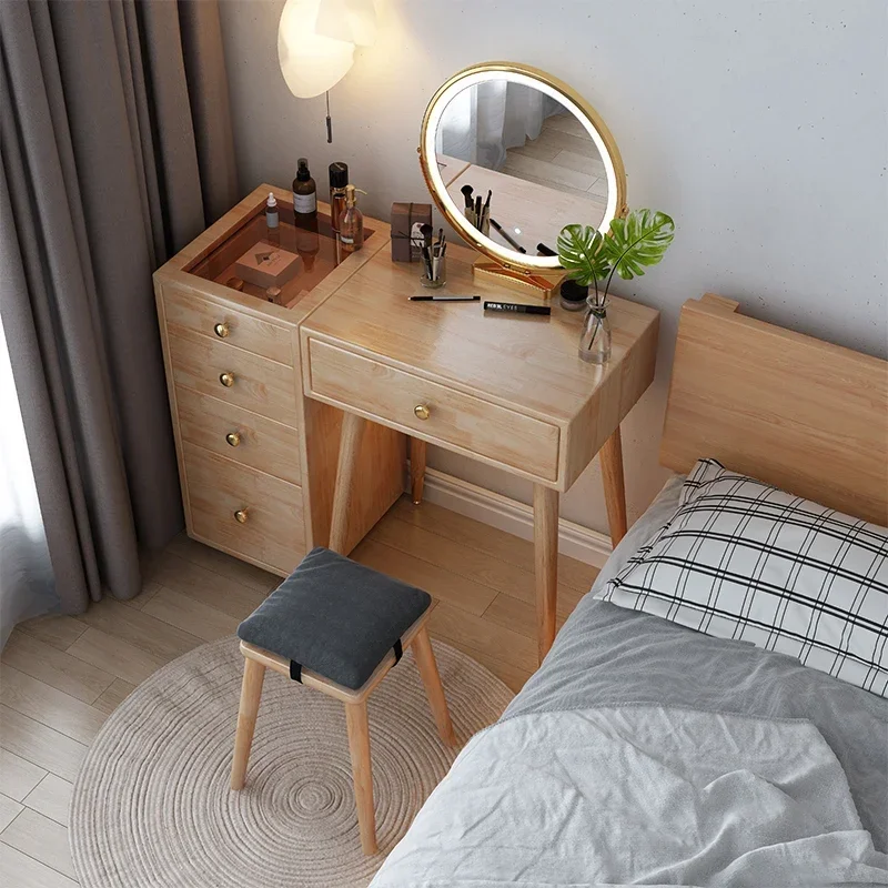 

Lighted Vanity Desk With Storage Drawers And Cushioned Seat, Elegant Makeup Dresser