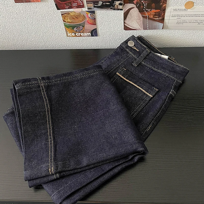 Nuovi pantaloni in denim retrò a vita alta per le donne Tasche alla moda Design Jeans casual larghi Pantaloni femminili versatili stile coreano