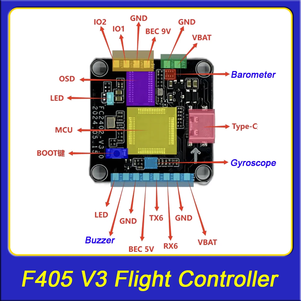 SLONWAKE F405 V3 BLS 50A Flight controller Four in one electric modulation 30.5×30.5 FC&ESC Stack for FPV Freestyle Drone Model