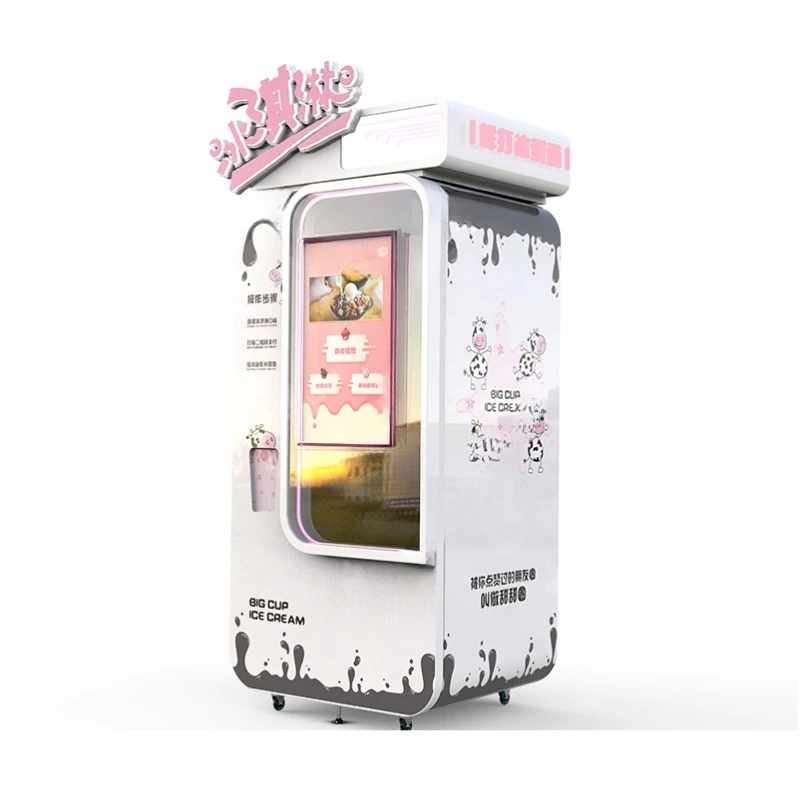 YG Business Automated Ice Cream Vending Machine Coin Operated Roboitc Soft Serve Ice Cream Machines