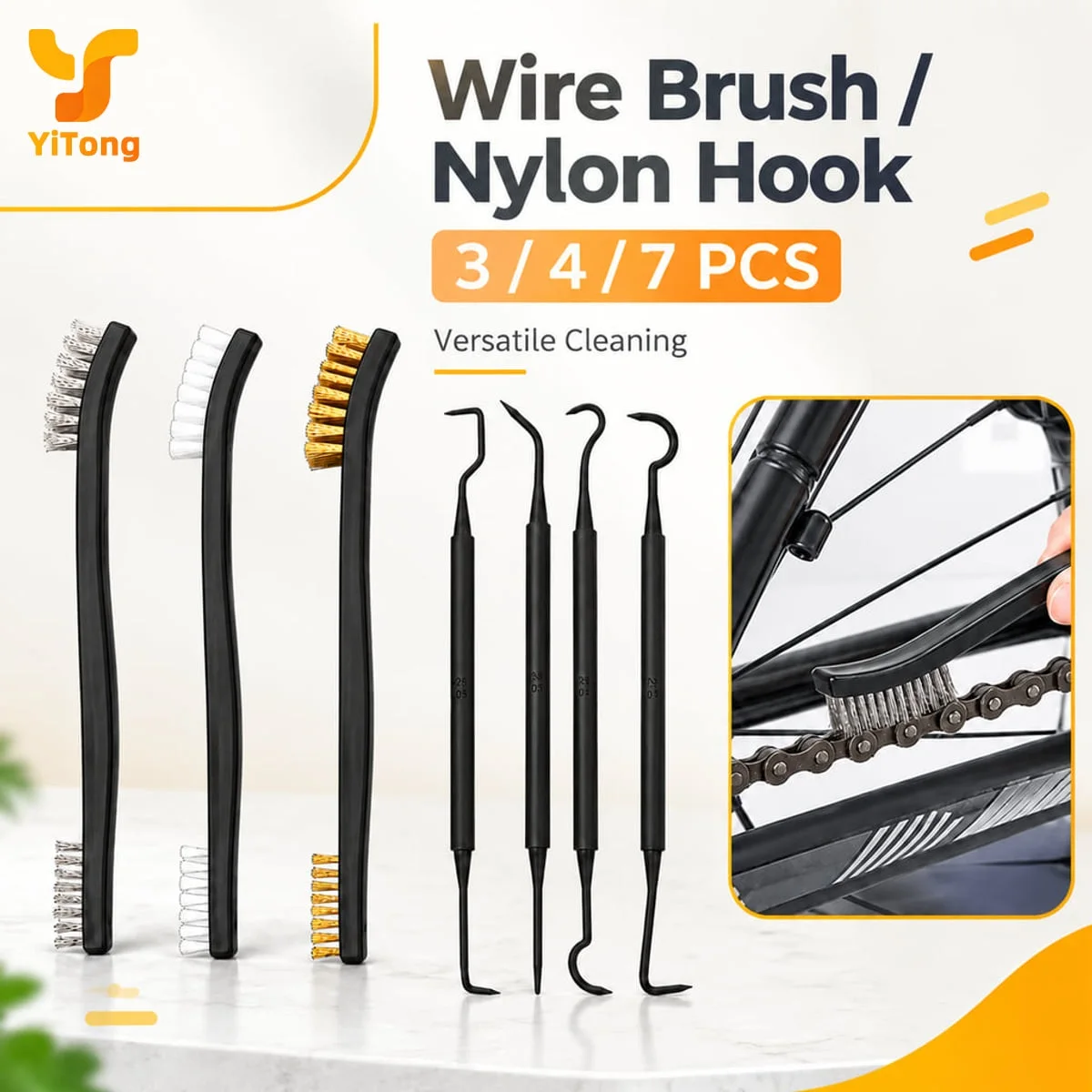 Yitong Detail Cleaning Brush Pick Set Dual Head Slim Long Handle Tools for Dust Debris and Stubborn Grime in Tight Gaps