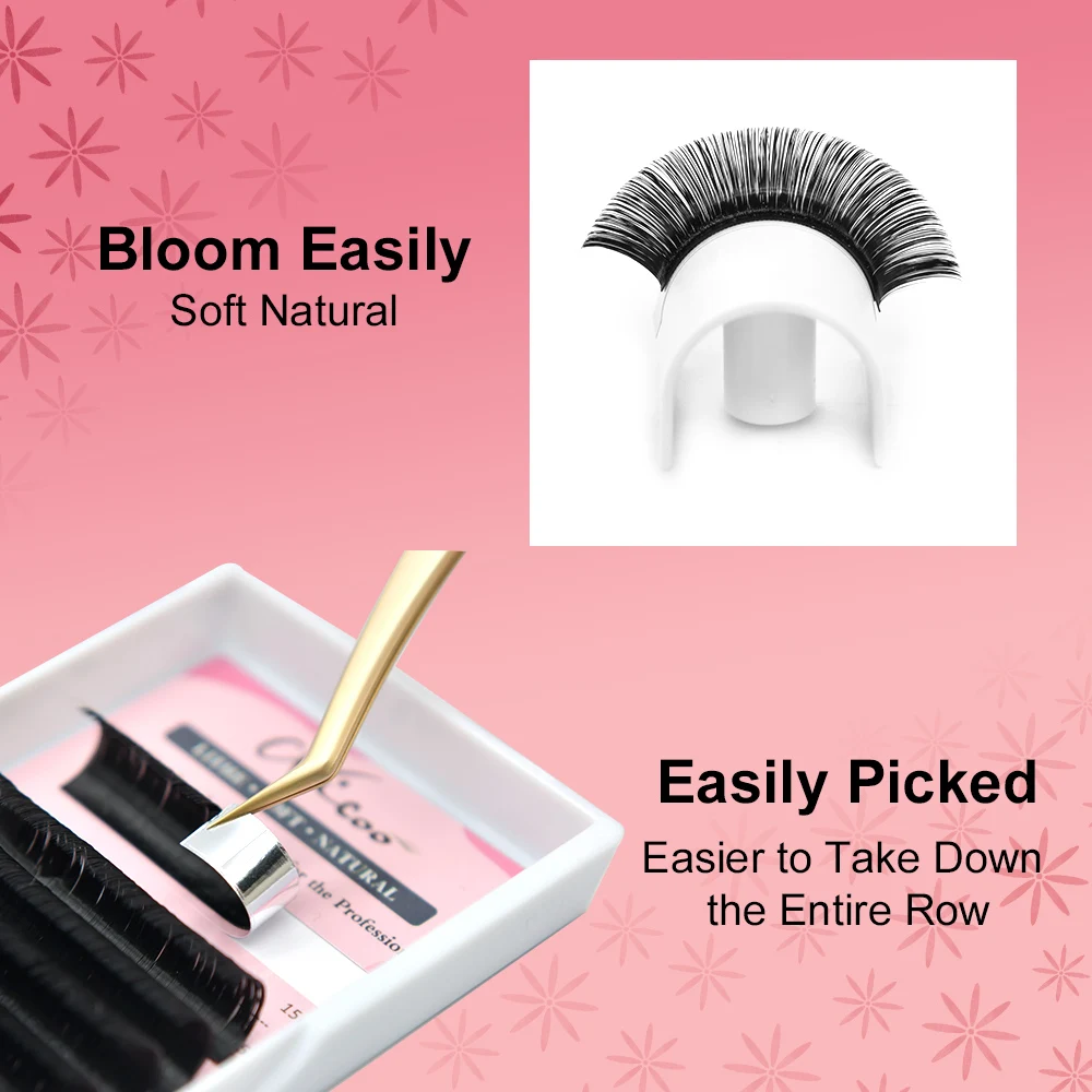 NICOO Easy Fan Lashes Mink Eyelash Extension Makeup Fluffy Soft Natural Wispy Individual False Eyelashes Blooming Lashes