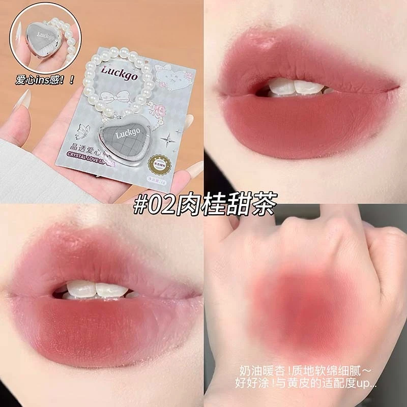 Crystal Heart Lip Jelly Velvet Matte Non Drying Hydrating 3g Portable Daily Makeup Soft Creamy Texture Long Lasting Color