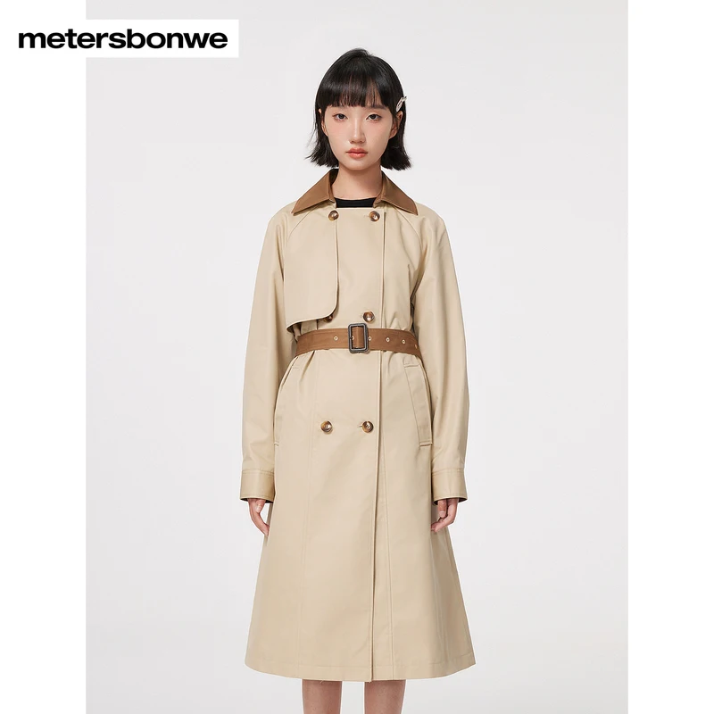 Metersbonwe Basic Cotton Trench Coat Women Spring Fall New Loose Wind Coat Ladies Outer Garment Windcheater Brand