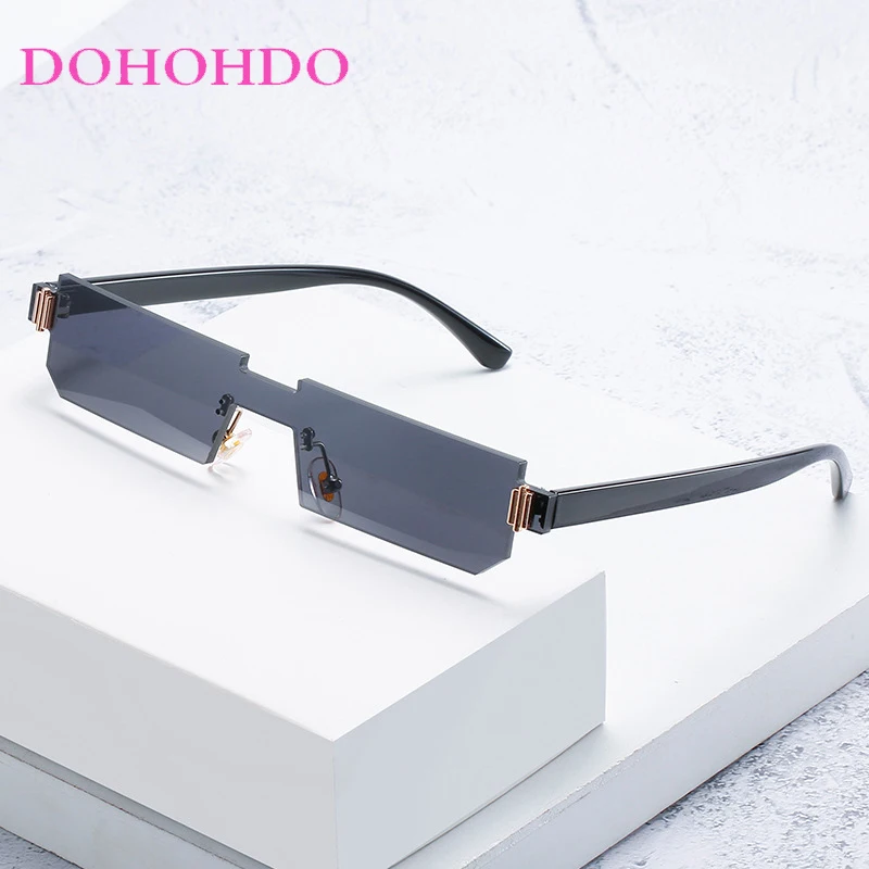 Rimless Sunglasses Women For Men Fashion Trending Luxury Brand Design One Piece Small Frame Sun Glasses Outdoors Travel UV400