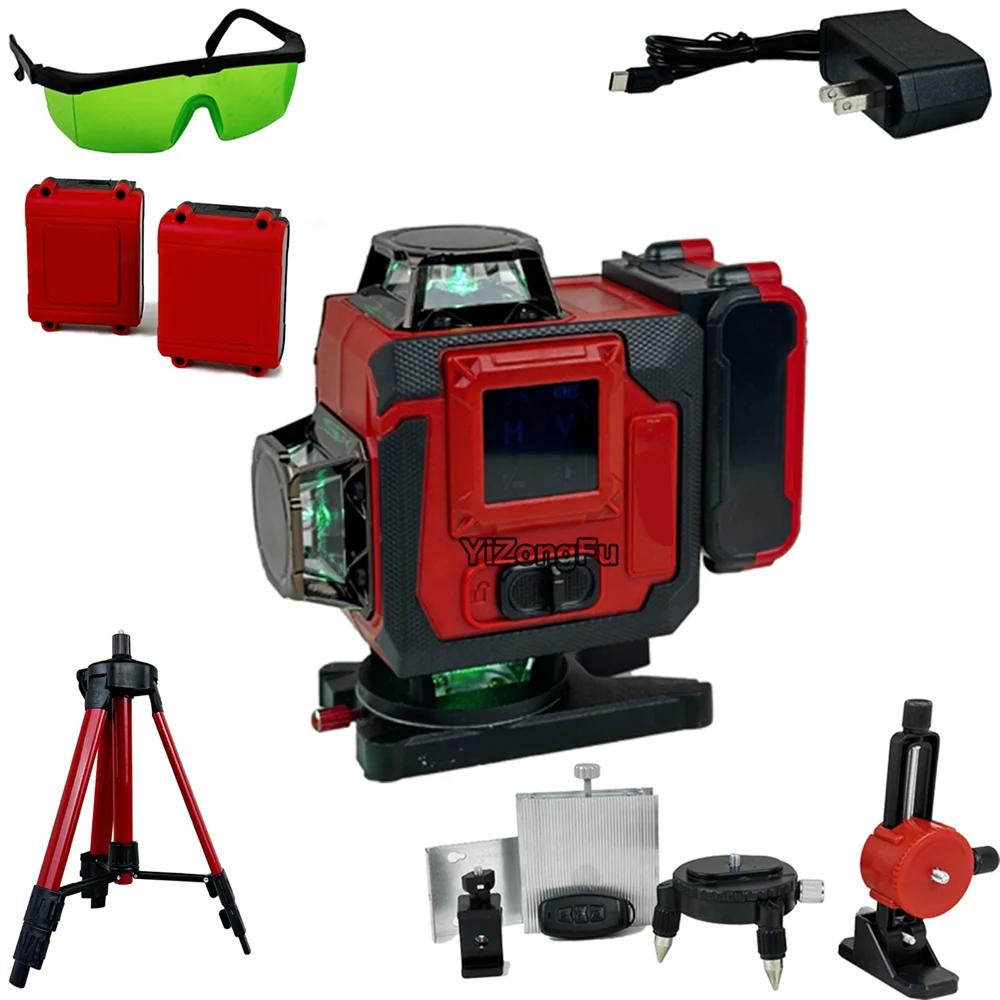 Construction Self-Leveling Laser Level ±3° 16 Cross 520mm Line Adjustable Precise Green Laser Line Level Electrical Tool Kits