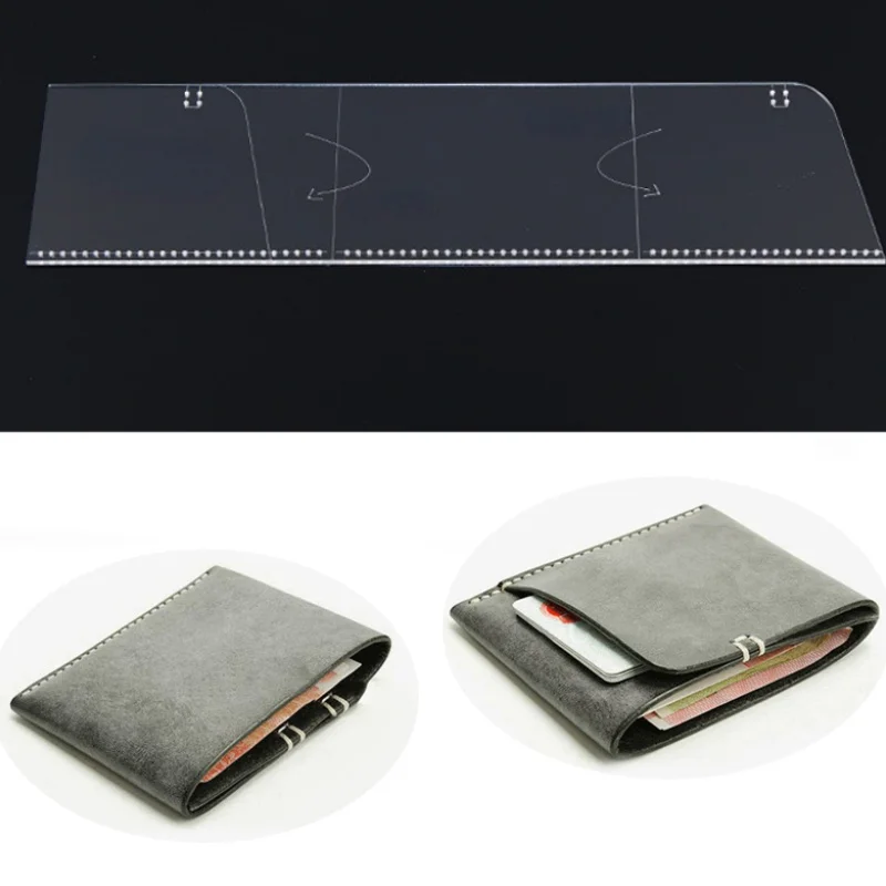 1Pc Wallet Card Bag Handmade Leather Template Acrylic Stencil Practical Leather Tool DIY Leathercraft Sewing Pattern Tools