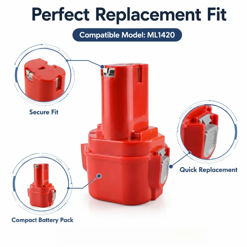 3000mAh Replacement for Makit 14.4V Power Tool Accessories  Electric Screwdriver Nickel Hydrogen ML1420 Rechargeable Battery
