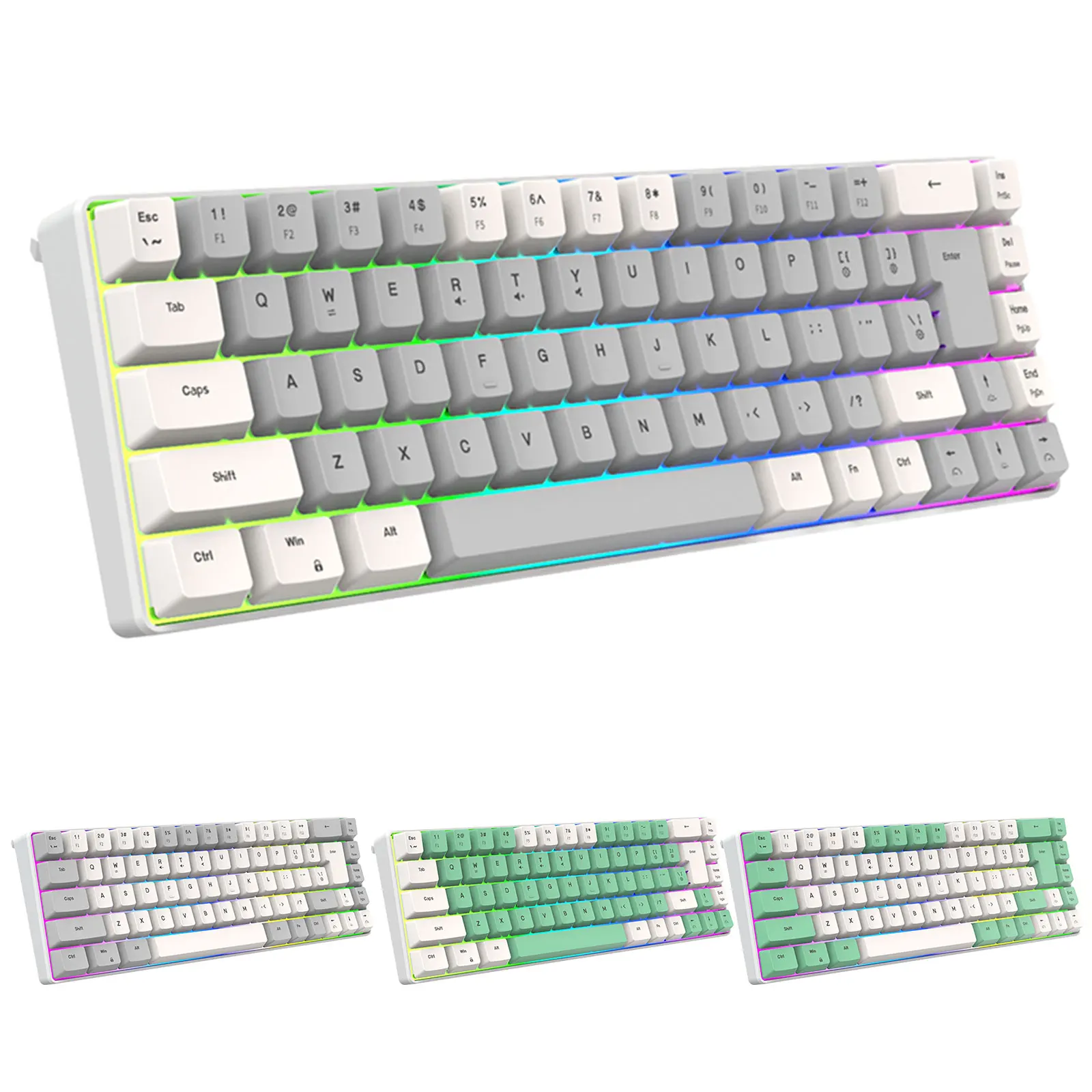 60% Gaming Keyboard RGB Backlit 68 Key Ultra-Compact Keyboard TS91 Ergonomic Waterproof Mechanical Feeling Office