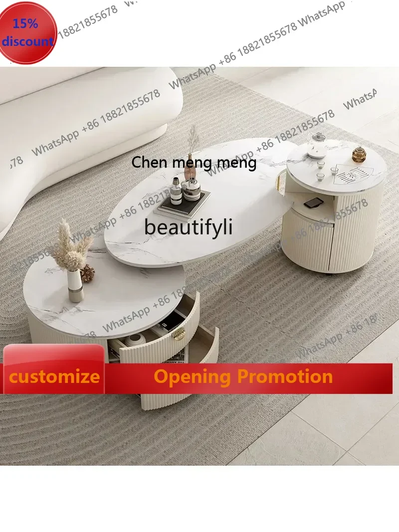 

ss7304 Tea Table Living Room Home Light Luxury Modern Table-Chair Set Tea Making Integrated Stone Plate Tea Table