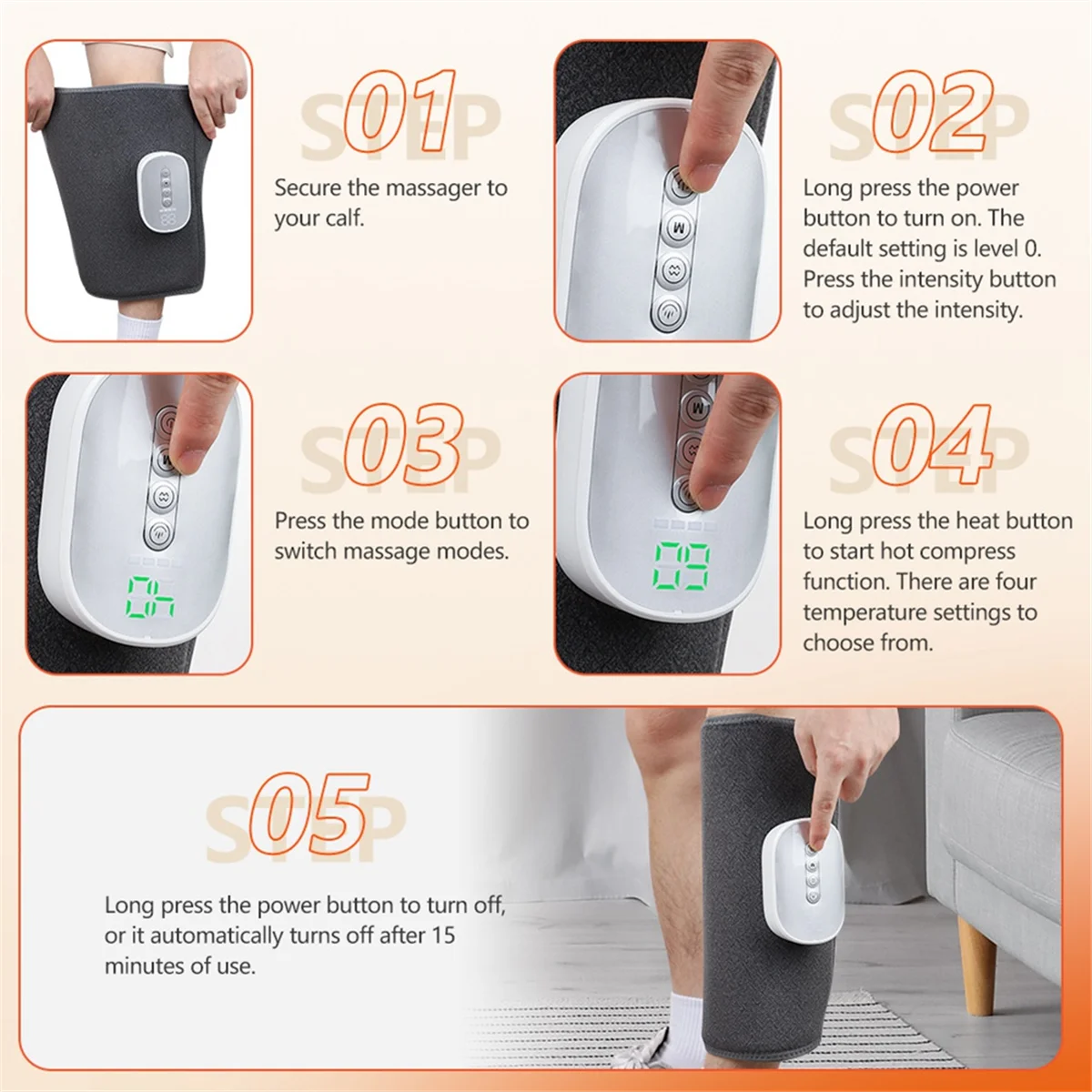 WDL Leg Heat Compress Massager Leg Joint Massager Smart Warming and Decongesting Device Air Compression Leg Massager Set