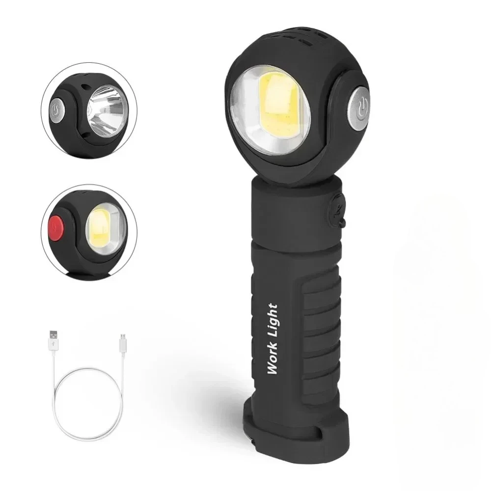 Mini Multifunctional Round Head Focusable Dimmable Red/white Light Auto Car Work Lamp Waterproof 7 Modes COB XPE Led Flashlight
