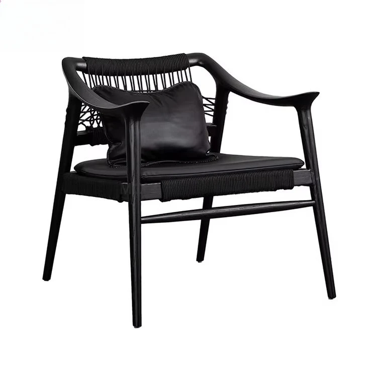 

#MOYI Classic Design High Grade Ash Wood Leather Home Leisure Chair Suede Fabric Lounge Chair for Hotel