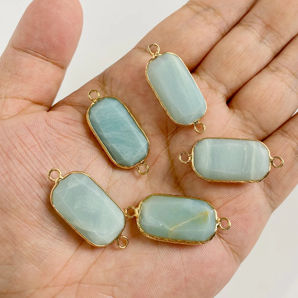 الطبيعية امازونيتي حجر قلادة مستطيل جولة البيضاوي قطرة الماء شكل سحر لصنع المجوهرات قلادة سوار أقراط DIY بها بنفسك #4