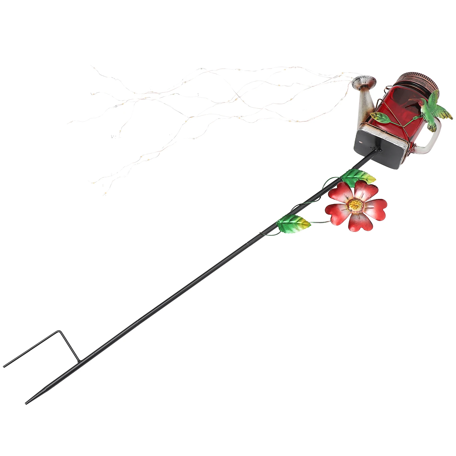 Powered Garden Lamp Sprinkler Shaped Decorative Outdoor Water Resistant Solar Lawn Light With Butterfly Pattern Watering Jar