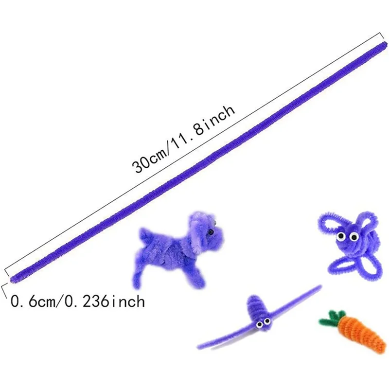 1000 Pcs 무작위 색상 파이프 클리너 셔닐 스템 6Mmx12 인치 DIY 예술 공예 장식-Y44A