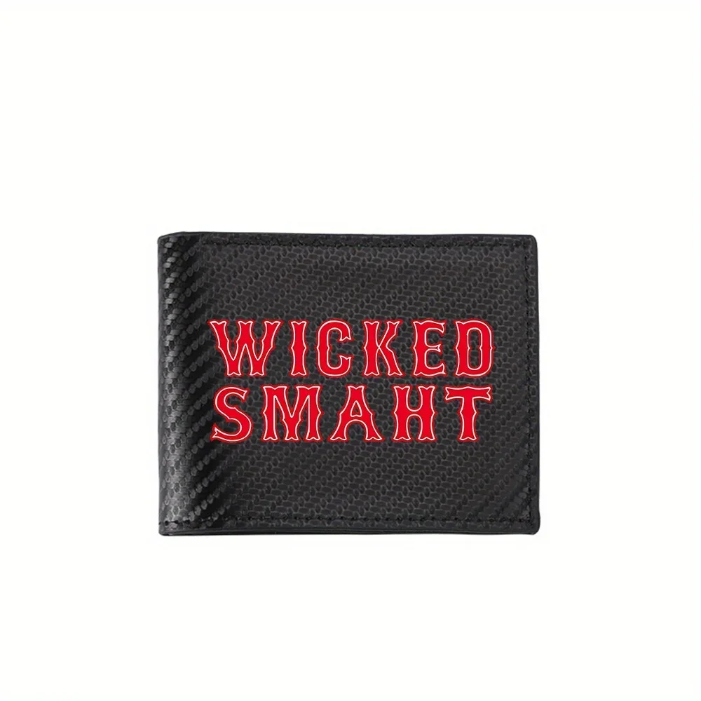Wicked Smart Red White Bold Letters Men's Wallets Simple Business Modern Stylish Printing Design Gifts For Father Boyfriend Chri